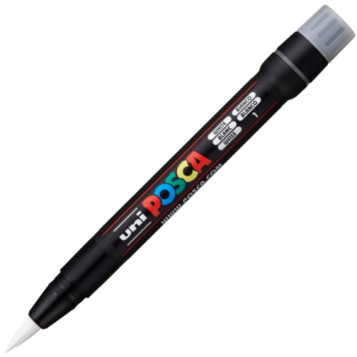 Marker pensula UNI Brush PCF-350 K alb Posca