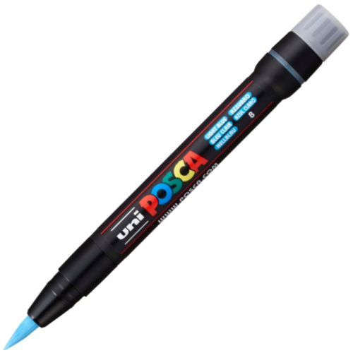Marker pensula UNI Brush PCF-350 K albastru deschis Posca