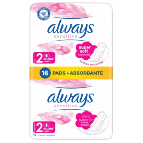 Always absorbante igienice Sensitive Duo Super marime 2, 16 buc