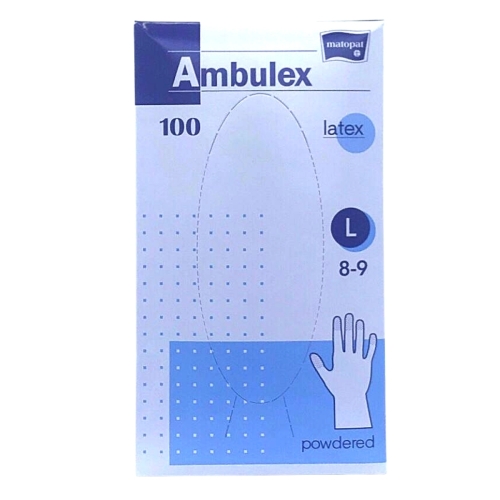 Ambulex manusi de unica folosinta latex pudrate marimea L, 100 buc