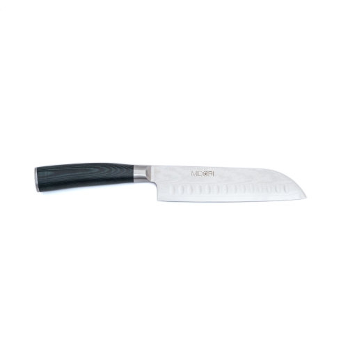 Cutit Santoku gama Midori, lama fabricata din otel de damasc de cea mai inalta calitate, lungime lama 175mm