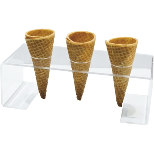 Suport cornete de inghetata, 3 orificii, din plastic transparent