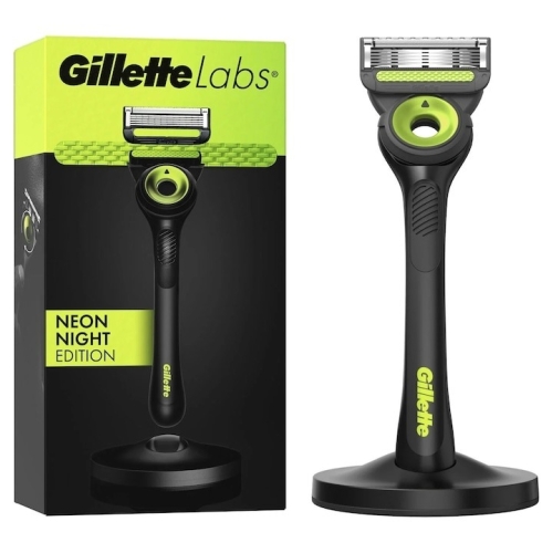 Aparat de ras Gillette Labs Neon Night Edition, 1 rezerva, suport magnetic