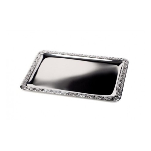 Tava dreptunghiulara, margine cu decor, inox