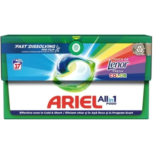 Detergent capsule pentru haine/rufe All in 1 Pods, Touch of Lenor, 37 capsule, Ariel