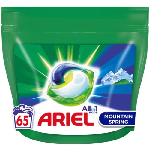 Detergent de rufe capsule 65 spalari, Ariel - All In One Pods Mountain Spring