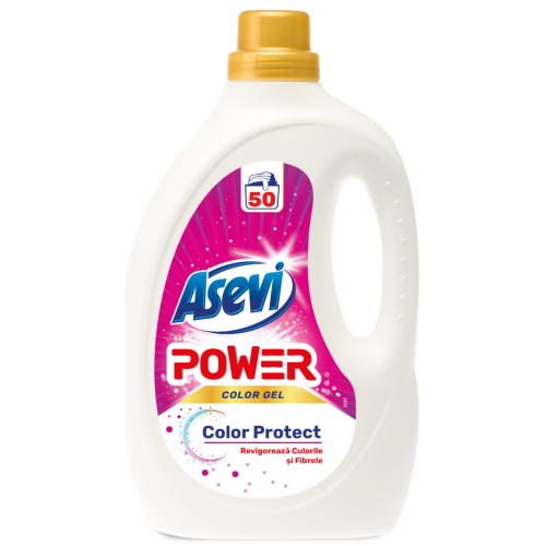 Detergent lichid pentru rufe Power Color Protect 50 spalari, 2.5 L - Asevi