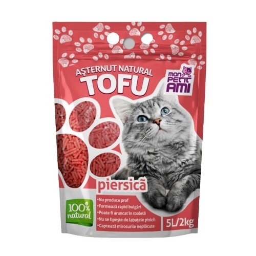 Asternut Natural Tofu pentru Pisici, Mon Petit Ami Piersica 5 L