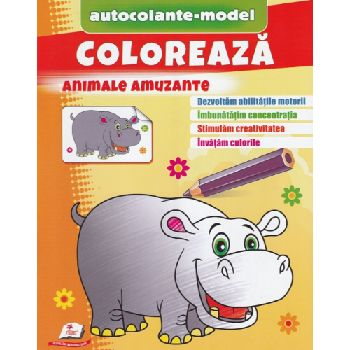 Coloreaza animale amuzante. Autocolante model