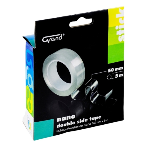 Banda dublu adeziva siliconica nano Grand 130-1958, 50mm x 5m, transparent, blister
