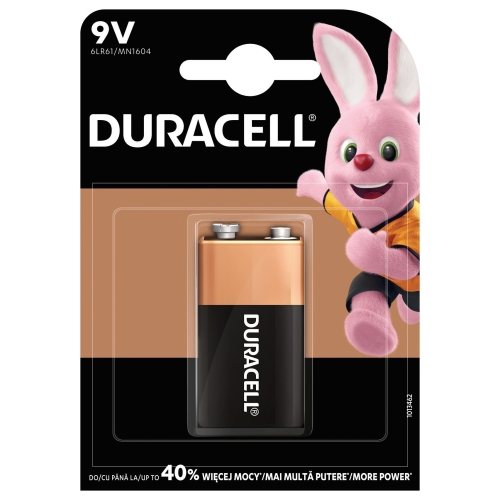 Baterii alcaline, 1 buc, Duracell - Basic 9V cu capacitate de incarcare pana la 10 ani