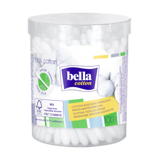Bella Cotton Betisoare de urechi, 100 bucati. Produs de igiena personala