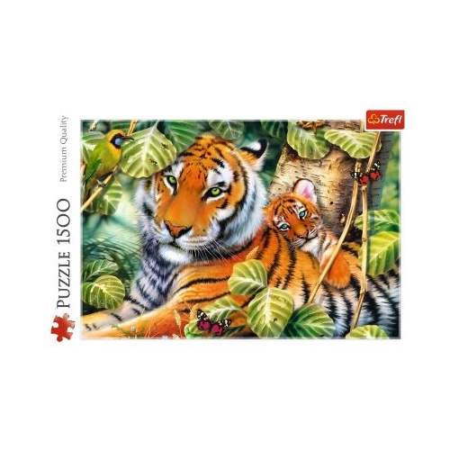 Puzzle tigri bengalezi in padurea tropicala 1500 piese