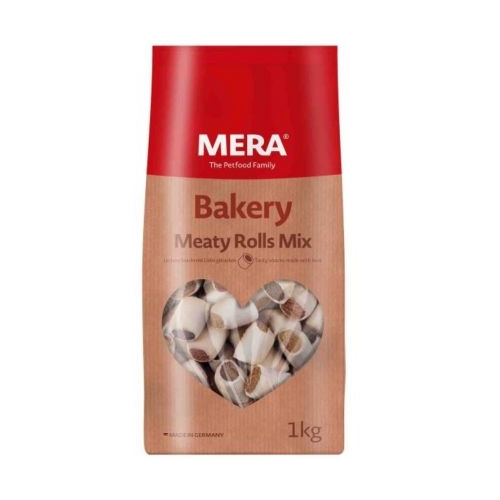 Biscuiti pentru caini Meatty Rolls Mix, 1 Kg, Mera