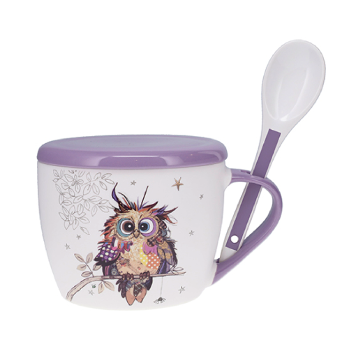 Bol supa 650 ml Bufnita, Bug Art, Violet, Kiub