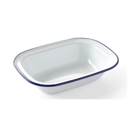 Bol emailat 175x130 mm, dreptunghiular, model traditional alb/albastru, Hendi