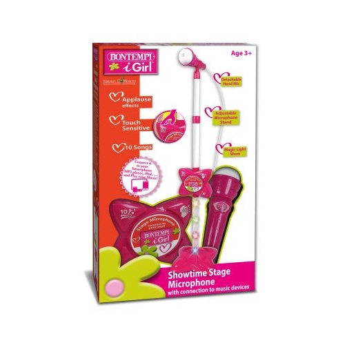 Microfon cu stativ, roz, Bontempi