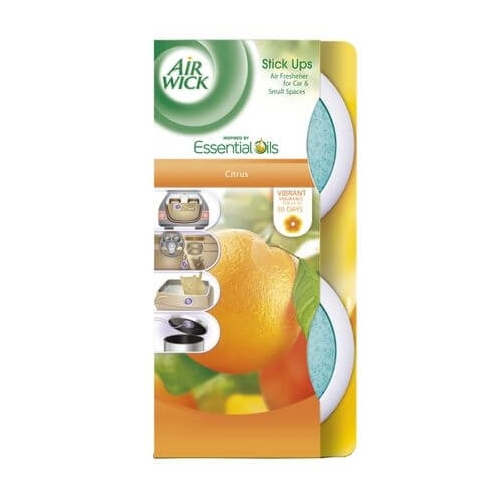 Air Wick Odorizant Stick-Up pentru masini si spatii Essential Oils Citrus, 2 x 30 g. Produse pentru casa