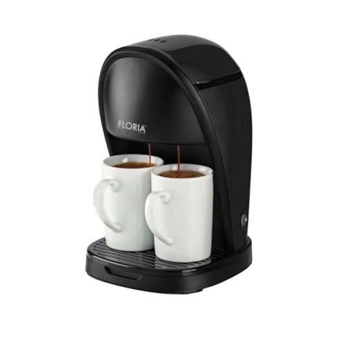 Aparat de facut cafea, putere 450W, filtru lavabil, 2 cesti incluse, cupa pentru masurat, negru,Floria