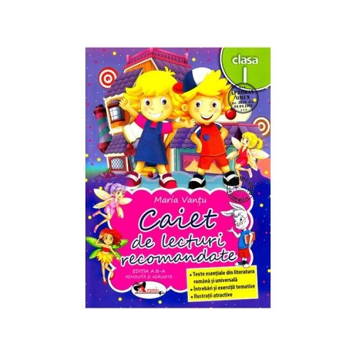 Caiet de lecturi recomandate Clasa 1 - Maria Vantu, editura Aramis