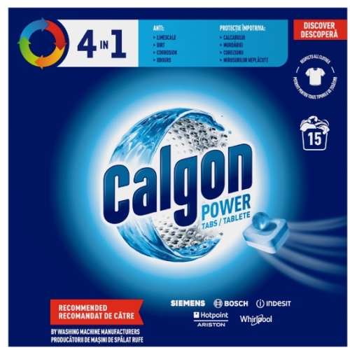 Calgon Tablete anticalcar 3in1 Powerball 15 bucati. Produs pentru protejarea masinii de spalat