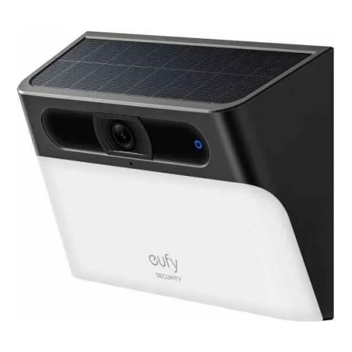 Aplica de perete pentru exterior eufy S120 Solar, Wireless, Camera 2K, AI, IP65, cu Reflector, Negru