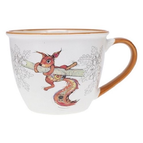 Cana Timbale a anse Kook Ecureuil 550 ml Ceramica Alba Kiub