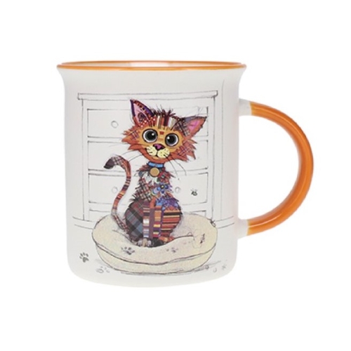 Cana Timbale droit M Kook Chat Mignon 320 ml Ceramica Alb Kiub