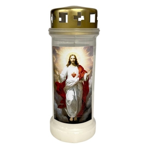 Candelă Bolsius Nr. 6 cu capac – Înviere – Inimă – Alb