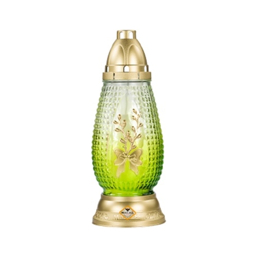 Candelă Ou pictată manual cu fundă, din sticlă