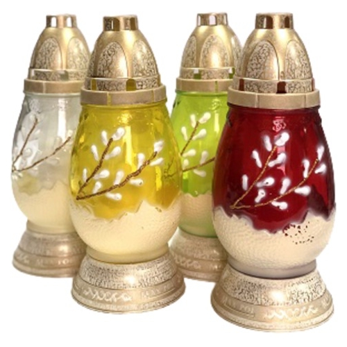 Candelă Ou pictată manual, din sticlă, Diverse culori