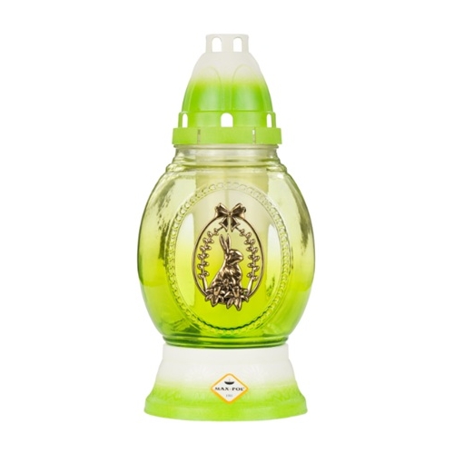 Candelă din sticlă cu motiv ou si iepure