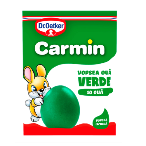 Vopsea oua verde, 10 oua, Dr. Oetker, Carmin. Produs pentru preparate de Pasti