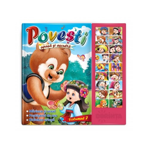 Carte cu sunete. Povesti, volumul 7, editura Dorinta. Carte educativa pentru copii.