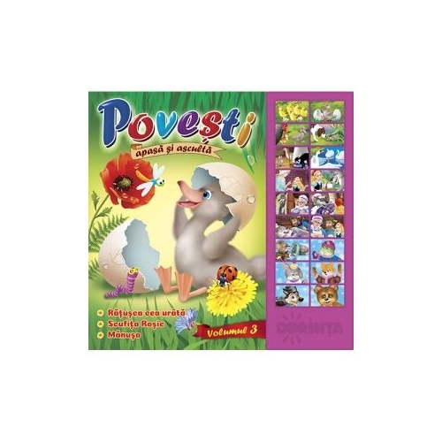 Carte cu sunete. Povesti, volumul 3, editura Dorinta. Carte de povesti pentru copii.