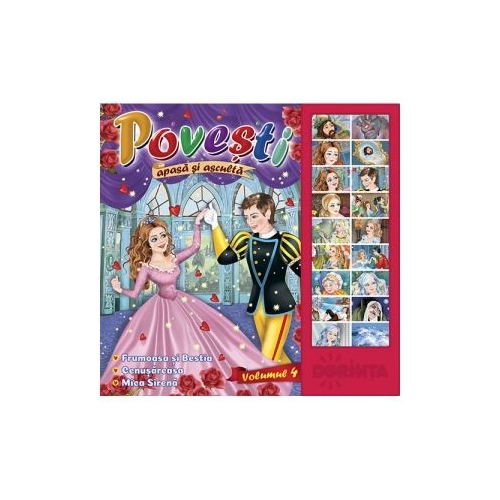 Carte cu sunete. Povesti, volumul 4, editura Dorinta. Carte de povesti pentru copii.
