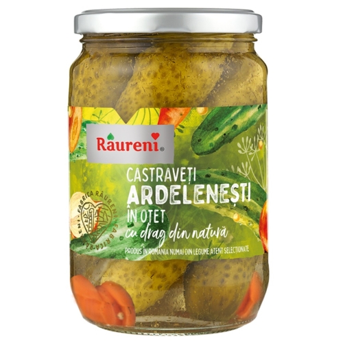 Castraveti ardelenesti in otet, 680g, Raureni Conserve Raureni
