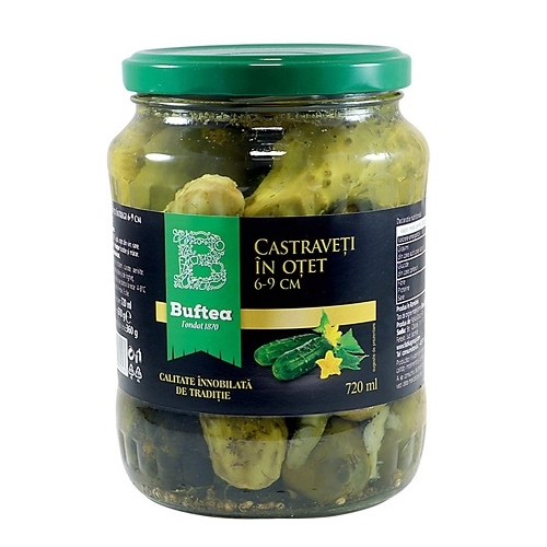 Castraveti intregi in otet 6-9 cm, 720 ml, Buftea
