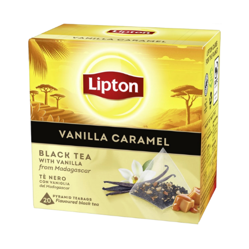Ceai negru cu vanilie si caramel 20 plicuri, Lipton