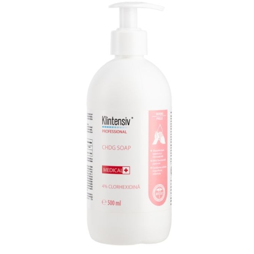 Sapun dezinfectant si chirurgical CHDG Soap, cu 4% clorhexidină, 500ml, Klintensiv