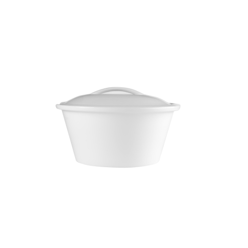 Vas cu capac, capacitate 770ml, din portelan de culoare alba