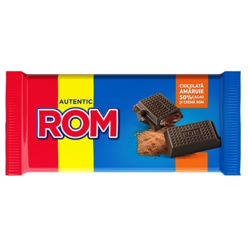 Ciocolata amaruie si crema de rom, 88 g, Rom - Autentic