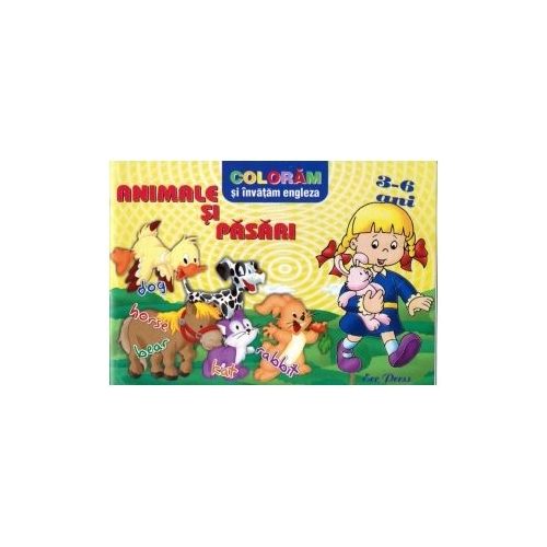 Coloram si invatam engleza Animale si pasari, Erc Press, Carti de colorat, Carti educative, Auxiliare prescolari