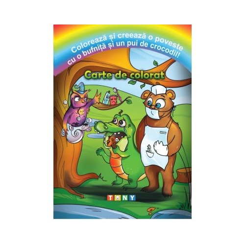 Coloreaza si creeaza o poveste cu o bufnita si un pui de crocodil!, editura Ars Libri