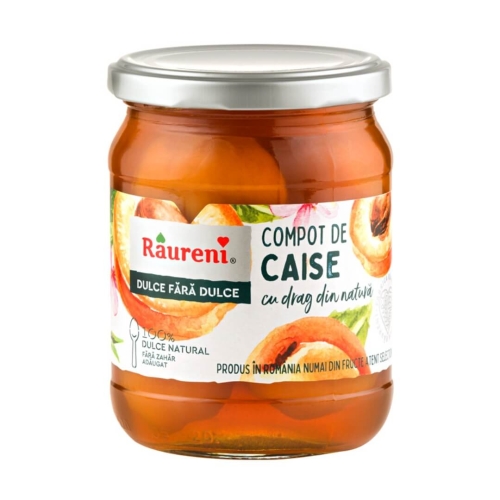 Compot de caise fara zahar, 520 g, Raureni Conserve Raureni