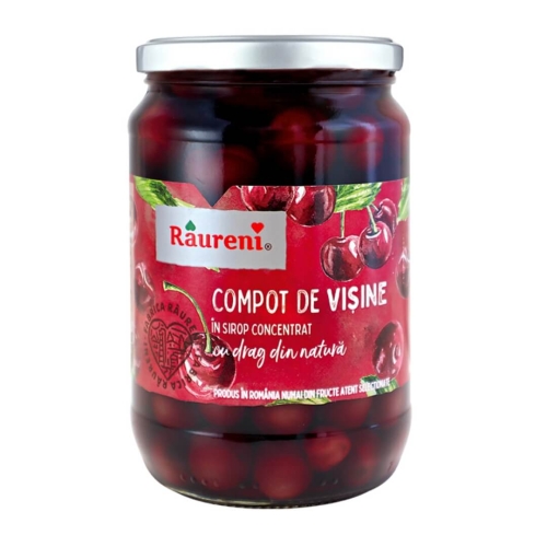 Compot visine in sirop concentrat, 720g, Raureni