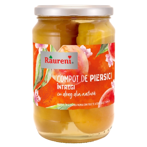 Compot piersici intregi 720 g, Raureni