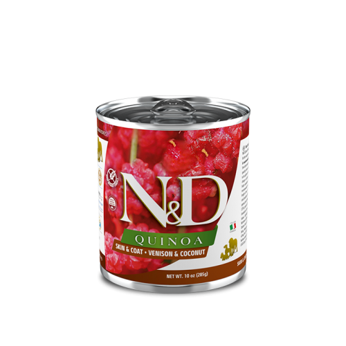 Hrana umeda Dieta veterinara Blana santaoasa pentru caini, cu vanat si cocos, 285 g, N&D Quinoa