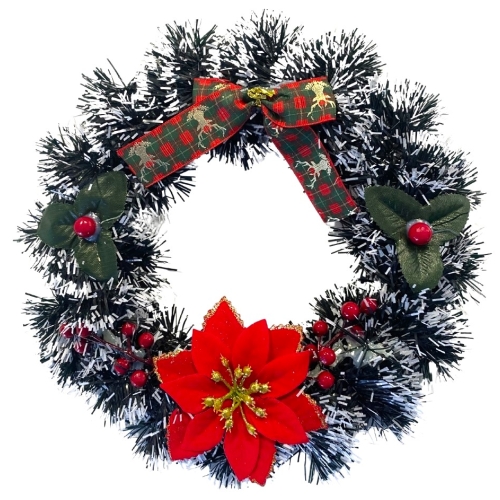 Coronita Craciun Ornamente Si Fundite verde-alb-rosu, 27 cm