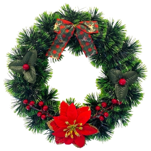 Coronita Craciun Ornamente Si Fundite verde-rosu 27 cm